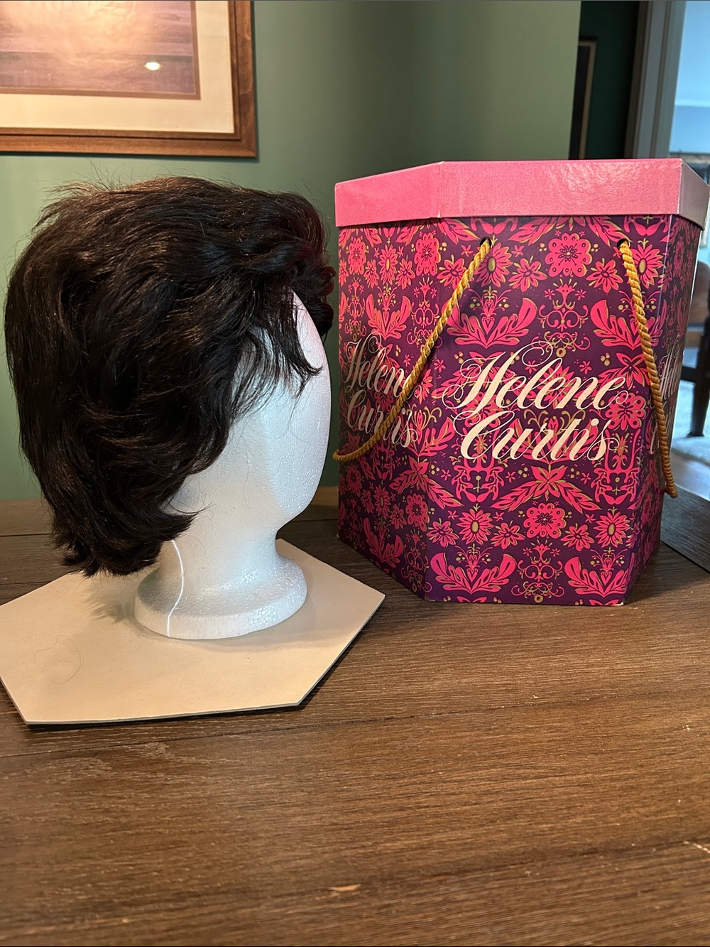 Vintage Human Hair wig Helene Curtis with head form and original box GUC